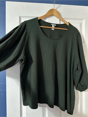 Ava & Viv Forest Green Scoop Neck Long Sleeve Top